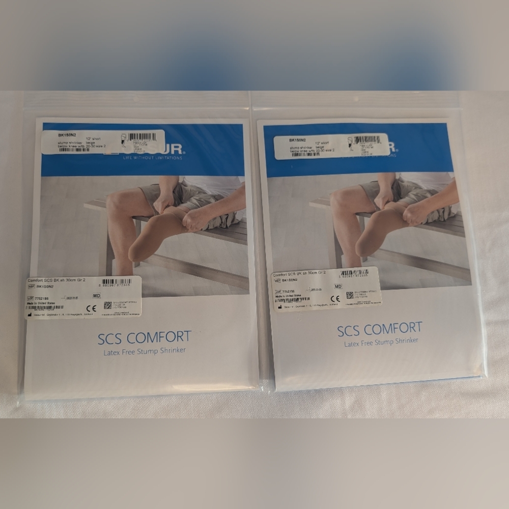 NEW Ossur Stump Shrinkers SCS BK Comfort 12” Short Size 2 Beige BK1S0N2 Lot Of 2